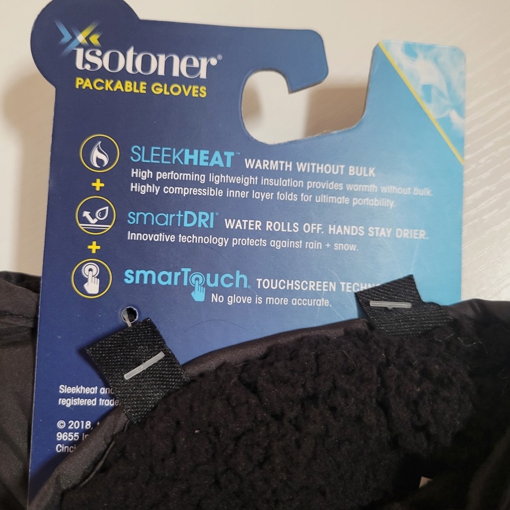 Isotoner Sleek Heat Mens Gloves Size L/XL Black NEW NWT Smart Dri 1411 - Picture 3 of 6